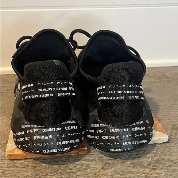 Adidas NMD R1 V2 Script Black Athletic Sneakers - Men's Size 5 - Picture 6 of 9